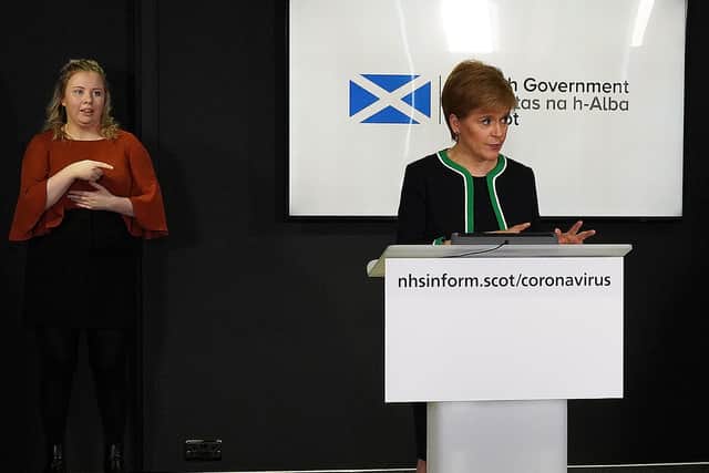 Nicola Sturgeon said she was aware of the economic impact caused by lockdown
