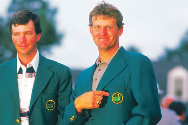 Sandy Lyle in his green jacket after winning the Masters. Picture: Getty