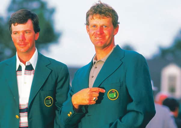Sandy Lyle in his green jacket after winning the Masters. Picture: Getty