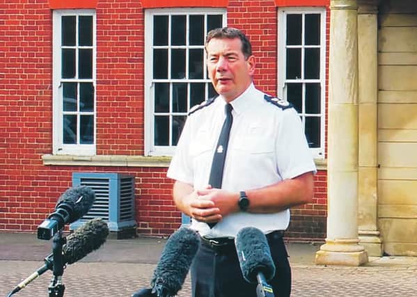 Chief Constable Nick Adderley gives his controversial press briefing, which was challenged by Home Secretary Priti Patel. Picture: Getty