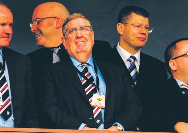 Rangers interim chairman Douglas Park and SPFL chief executive Neil Doncaster, right. Picture: Alan Harvey/SNS
