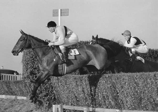 Pat Taaffe aboard the steeplechasing great Arkle, who won the Irish Grand National in 1964.