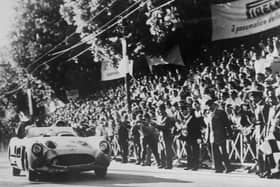 Stirling Moss on his way to winning Italy’s Mille Miglia race in 1955. Picture: Keystone/Getty.