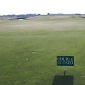 The ‘Course Closed’ sign is displayed at Carnoustie,as at every club across Scotland during the current coronavirus crisis.