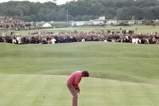 Doug Sanders misses the short putt which cost him the Open Championship in 1970. Picture: Getty
