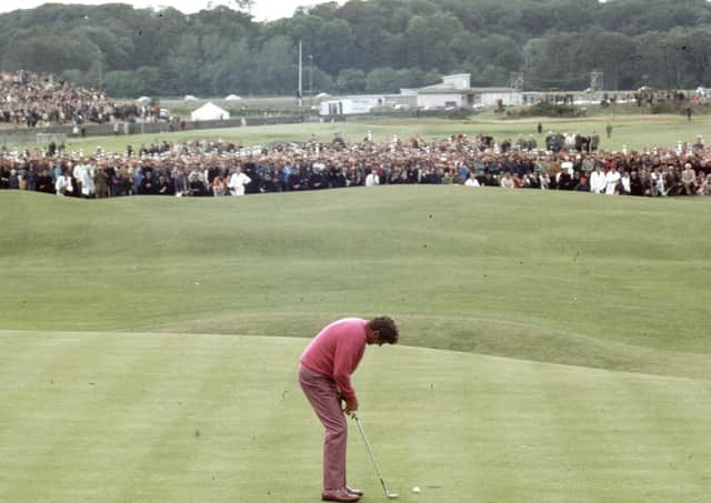Doug Sanders misses the short putt which cost him the Open Championship in 1970. Picture: Getty
