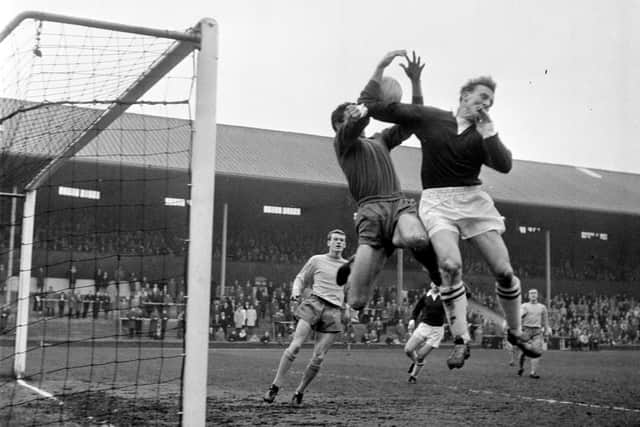 Peter Bonetti in goal for Chelsea against Hearts at Tynecastle Park. Hearts lifted the ‘Stamford Bridge Trophy’ with a 2-0 win