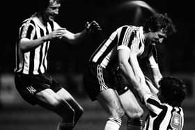 Doug Somner is congratulated by Jimmy Bone and Billy Stark after scoring for St Mirren in the Anglo-Scottish Cup final at Love Street 40 years ago.