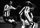 Doug Somner is congratulated by Jimmy Bone and Billy Stark after scoring for St Mirren in the Anglo-Scottish Cup final at Love Street 40 years ago.