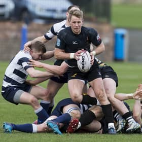 Currie stalwart Gregor Hunter, centre, has been praised by president Phil Thomas for his commitment to the Malleny Park club. Picture: Bruce White/SNS