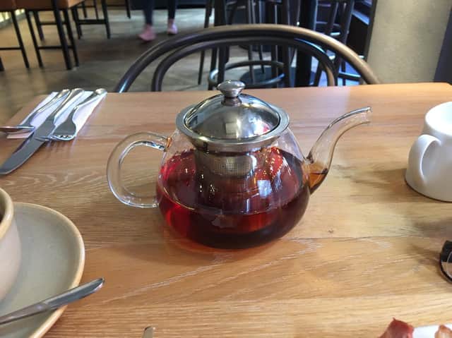 Glass teapot at the Victory House Hotel, London