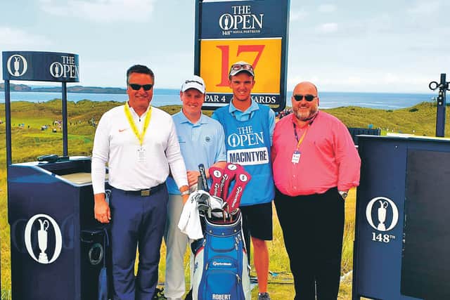 Iain Stoddart, far right, with coach David Burns, Bob MacIntyre and caddie Greg Milne during last year's Open Championship at Royal Portrush.