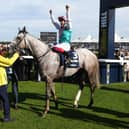 Frankie Dettori on Logician after victory in last year’s St Leger. Picture: Getty