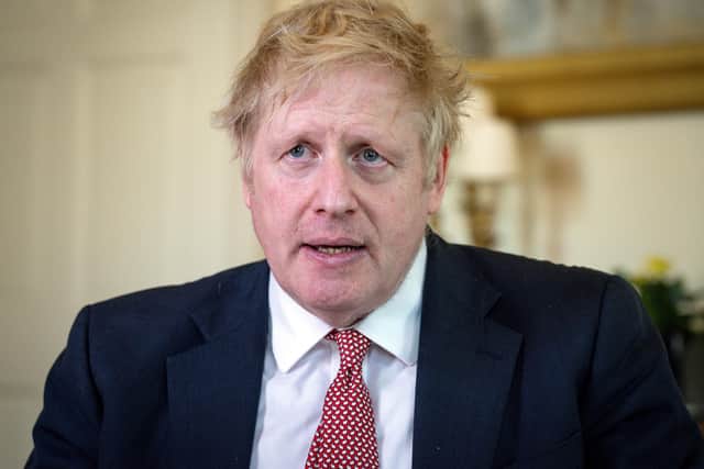 This released by 10 Downing Street shows Britain's Prime Minister Boris Johnson as he delivers a television address after being discharged from St Thomas' Hospital in central London. Picture: Getty Images
