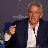 PGA Tour commissioner Jay Monahan announced the no spectator policy at US events at a press conference at Sawgrass during the opening round of The Players Championship. Picture: Getty Images