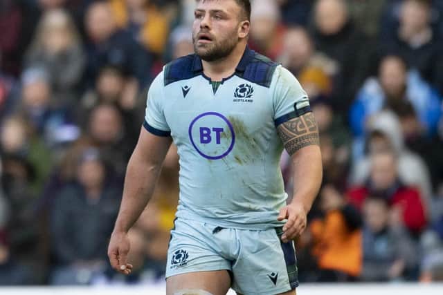 Rory Sutherland, Scotland's player of the tournament so far, in action during the win over France. Picture: Gary Hutchison/SNS/SRU