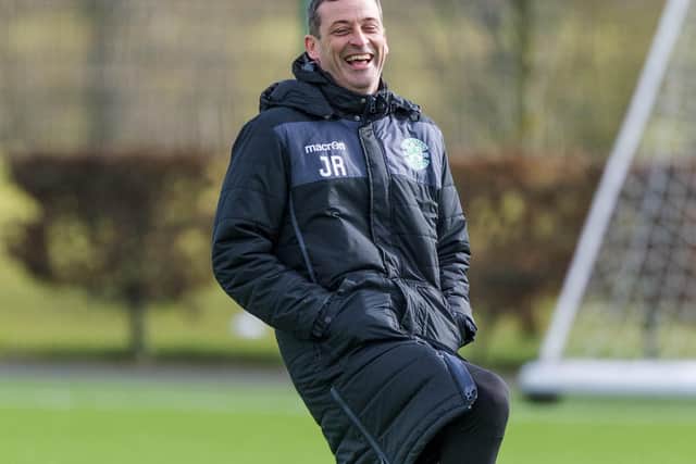 Hibs trained as normal at East Mains yesterday, but Jack Ross won’t gripe if matches are called off. Picture: SNS.