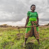 Faith Muvili is now able to collect water for her crops thanks to a nearby dam (Picture: Adam Finch)