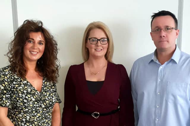From left: Victoria Anderson, Andrea Quigg and Steven Kane of Hyreus. Picture: Contributed