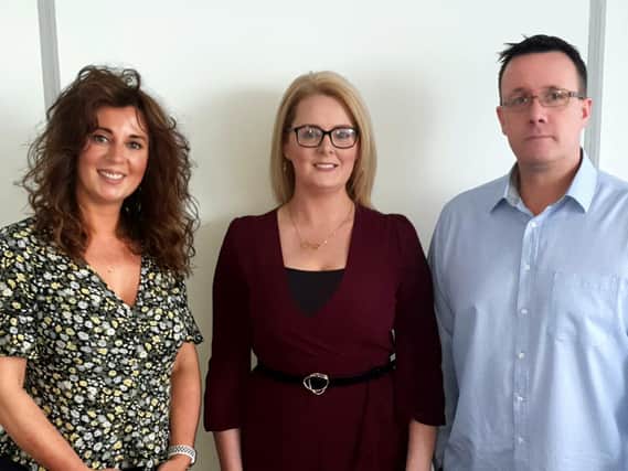 From left: Victoria Anderson, Andrea Quigg and Steven Kane of Hyreus. Picture: Contributed
