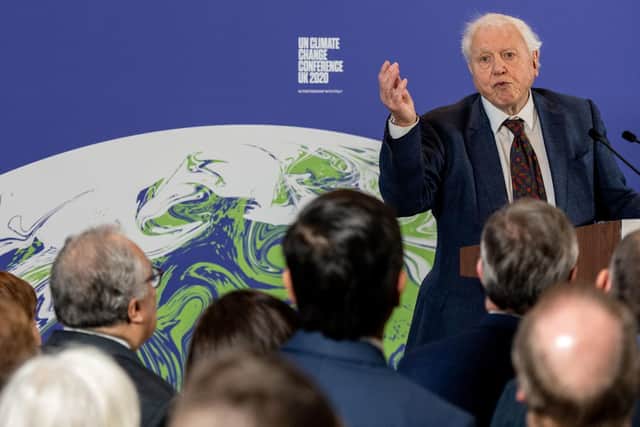 Sir David Attenborough speaking at the launch of this year's COP26 UN Climate Summit. The Centre for Policy Studies is urging the summit in Glasgow to look at introducing a 'carbon border tax'. Picture: Chris J Ratcliffe