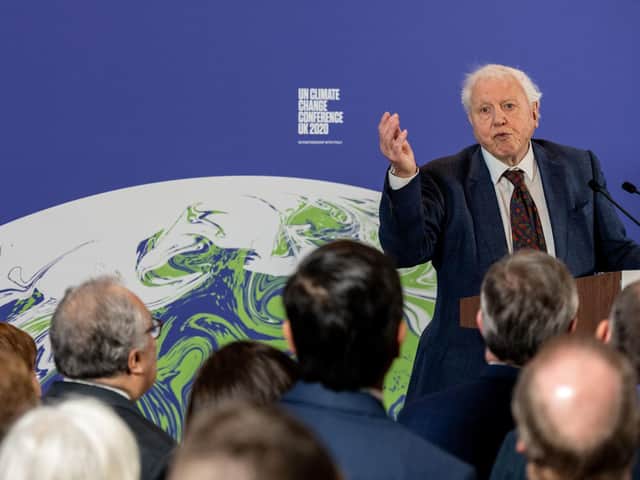 Sir David Attenborough speaking at the launch of this year's COP26 UN Climate Summit. The Centre for Policy Studies is urging the summit in Glasgow to look at introducing a 'carbon border tax'. Picture: Chris J Ratcliffe