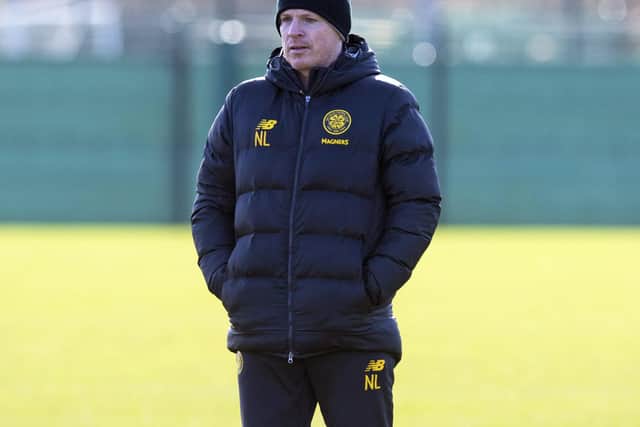 Celtic manager Neil Lennon watches training yesterday in preparation for tomorrow's Premiership clash with Rangers, but the match has been postponed. Picture: Paul Devlin/SNS