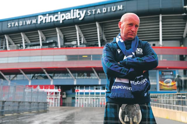 A disgruntled Scotland fan outside a deserted Principality Stadium. Picture: Stu Forster/Getty Images