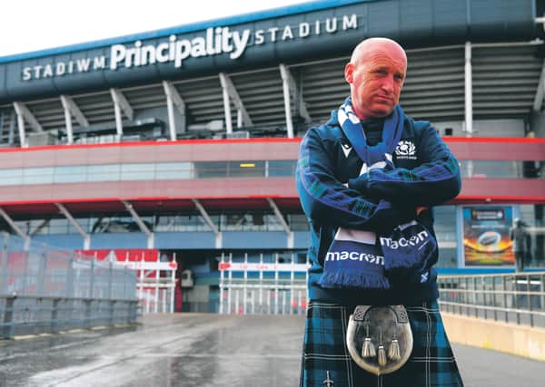 A disgruntled Scotland fan outside a deserted Principality Stadium. Picture: Stu Forster/Getty Images