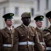 The Irish Guards parading to mark St Patrick's Day at Wellington Barracks in London. Picture: Chris J Ratcliffe/Getty