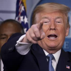 Donald Trump takes questions from the press during a coronavirus briefing at the White House (Picture: Tasos Katopodis/Getty Images)