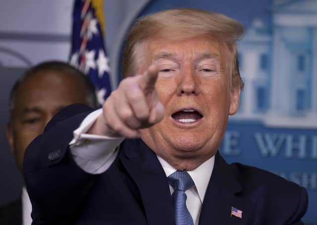 Donald Trump takes questions from the press during a coronavirus briefing at the White House (Picture: Tasos Katopodis/Getty Images)
