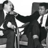 Jack Webster with the then Cassius Clay at Paisley Ice Rink in 1965