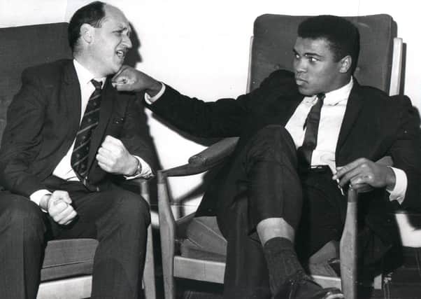 Jack Webster with the then Cassius Clay at Paisley Ice Rink in 1965