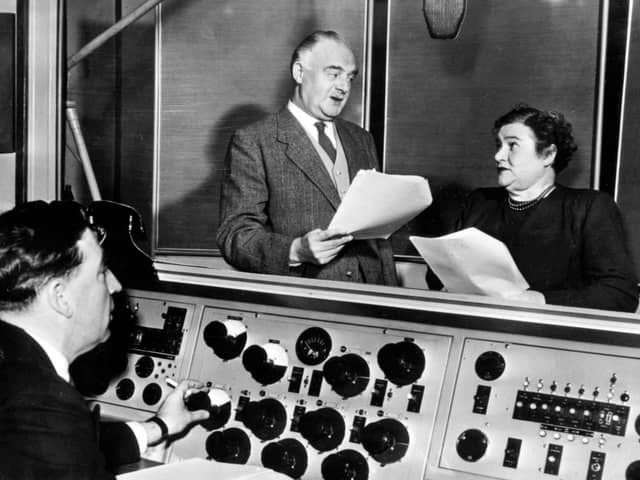 An archive image of The Archers being recorded in the 1950s for the BBC Home Service (Picture; BBC)