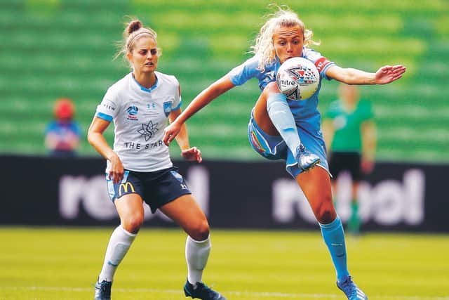 Claire Emslie in action for Melbourne City in the W-League Grand Final against Sydney FC. Picture: Daniel Pockett/Getty Images