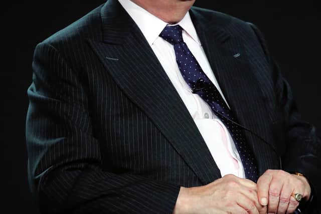PASADENA, CALIFORNIA - JANUARY 18: Julian Fellowes of "Belgravia" speaks on stage during the EPIX segment of the 2020 Winter TCA Tour at The Langham Huntington, Pasadena on January 18, 2020 in Pasadena, California. (Photo by David Livingston/Getty Images)