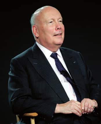 PASADENA, CALIFORNIA - JANUARY 18: Julian Fellowes of "Belgravia" speaks on stage during the EPIX segment of the 2020 Winter TCA Tour at The Langham Huntington, Pasadena on January 18, 2020 in Pasadena, California. (Photo by David Livingston/Getty Images)