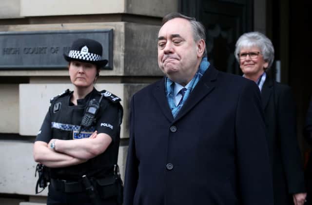 Alex Salmond speaks outside the High Court in Edinburgh after he was cleared of attempted rape and a series of sexual assaults. Picture: Andrew Milligan/PA