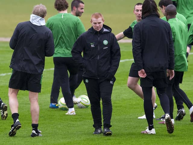 Neil Lennon during his first-ever training session as interim Celtic manager at Lennoxtown in March 2010. Picture: Jeff Holmes/SNS