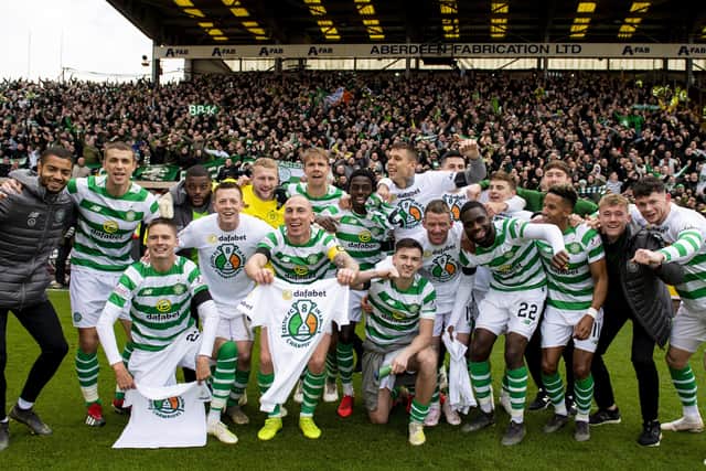 Celtic's players celebrate the Ladbrokes Premiership title in 2019. Picture: Craig Williamson/SNS