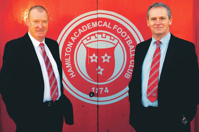 Hamilton chairman Allan Maitland, right, with manager
Brian Rice. Picture: SNS