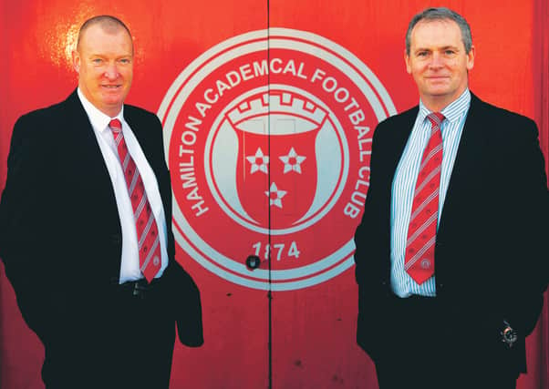 Hamilton chairman Allan Maitland, right, with manager 
Brian Rice. Picture: SNS