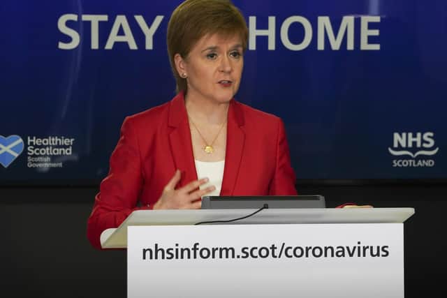 Scottish Government First Minister Nicola Sturgeon announces that Scots are allowed to go outside for exercise more than once a day from Monday