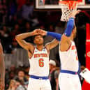 An all too familiar scene over the past two decades, as New York Knicks players stand dejected during a match against Atlanta Hawks earlier this year. Picture: Kevin C Cox/Getty Images