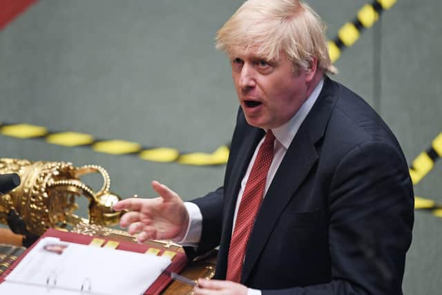 Prime Minister Boris Johnson speaks in a near empty Commons. Picture: UK Parliament/Jessica Taylor/PA Wire