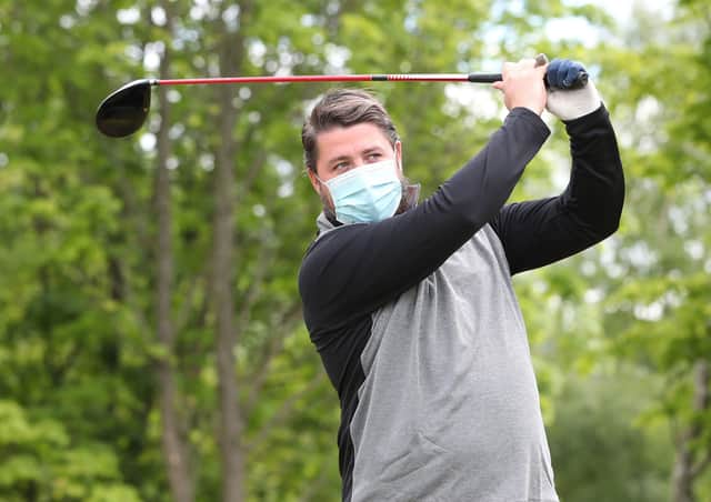 A golfer at Allerton Manor in Liverpool after the lifting of coronavirus lockdown restrictions on some leisure activities in England. Picture: Peter Byrne/PA Wire