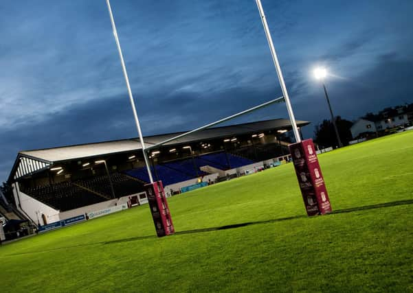 Like every other ground in Scotland, Myreside – home of Watsonians – is deserted, with little prospect of rugby being played any time soon. Picture: SNS/SRU