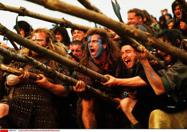 William Wallace, as played by Mel Gibson in the film Braveheart, prepares for battle (Picture: Icon/Ladd Co/Paramount/Kobal/Shutterstock)