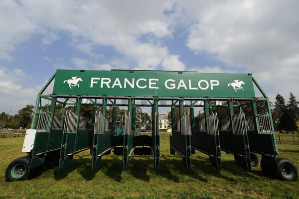 A set of starting stalls at ParisLongchamp racecourse. Picture: Alan Crowhurst/Getty